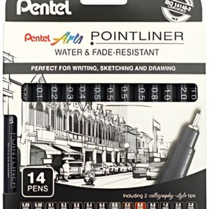 Pentel Feutre technique permanent Pointliner, set de 14