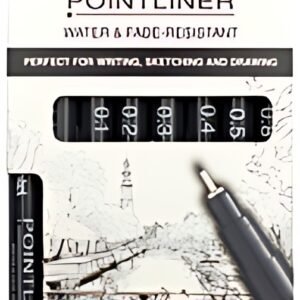 Pentel Feutre technique permanent Pointliner, set de 8, noir