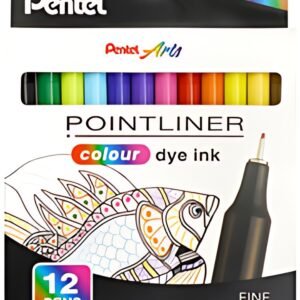 PentelArts Feutre POINTLINER colour dye ink, étui de 12