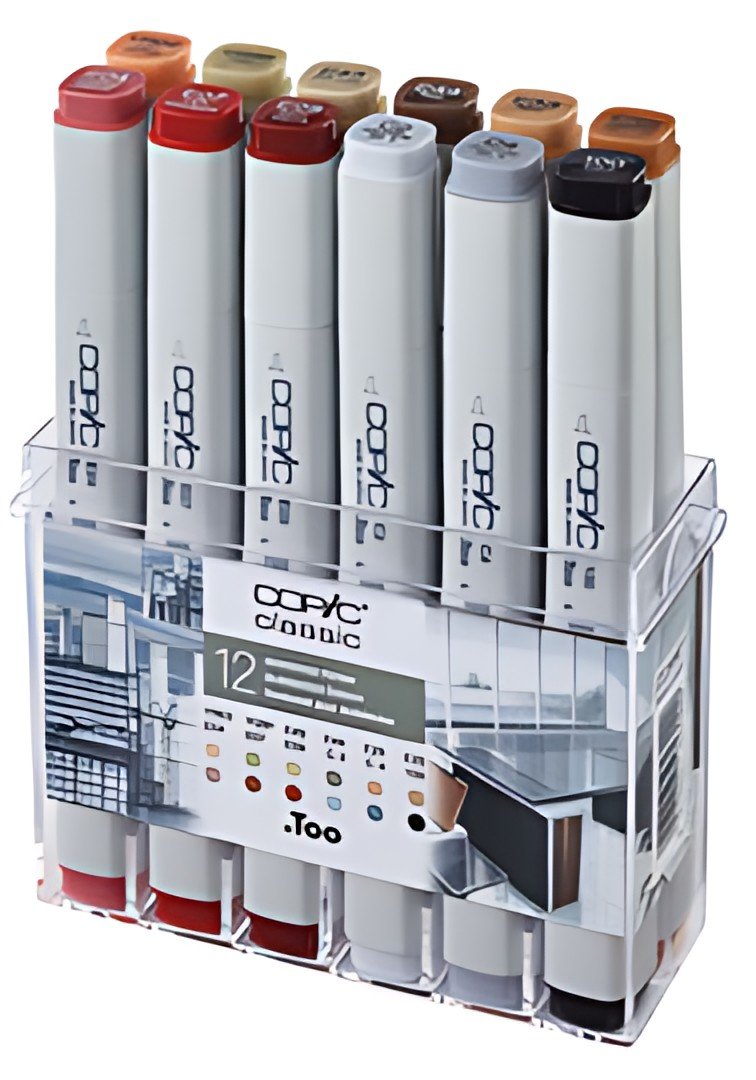 COPIC Marqueur classic, set de 12 couleurs architectes