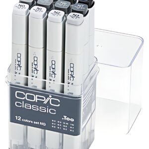 COPIC Marqueur classic, set de 12 "NG", tons de gris neutres