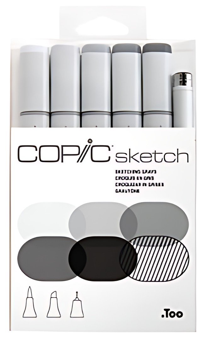 COPIC Marqueur sketch, kit de 6 "Sketching Grays"