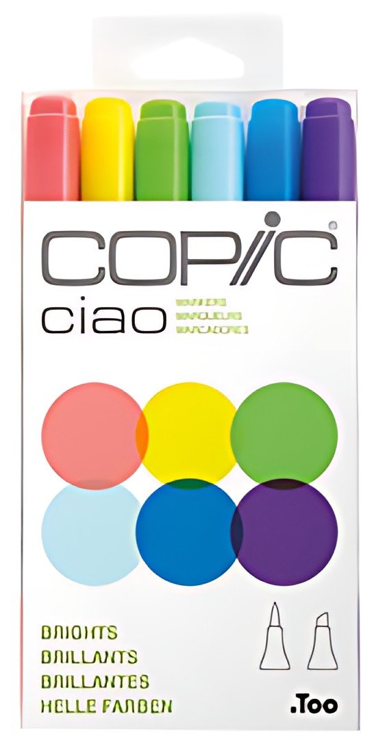 COPIC Marqueur ciao, kit de 6 "Brights"