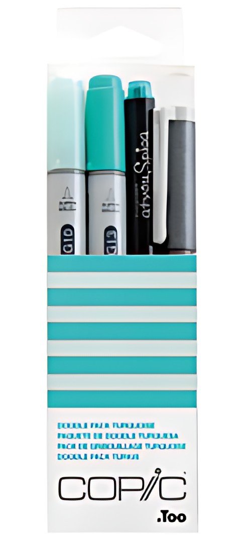 COPIC Marqueur ciao, kit de 4 "Doodle Pack Turquoise"