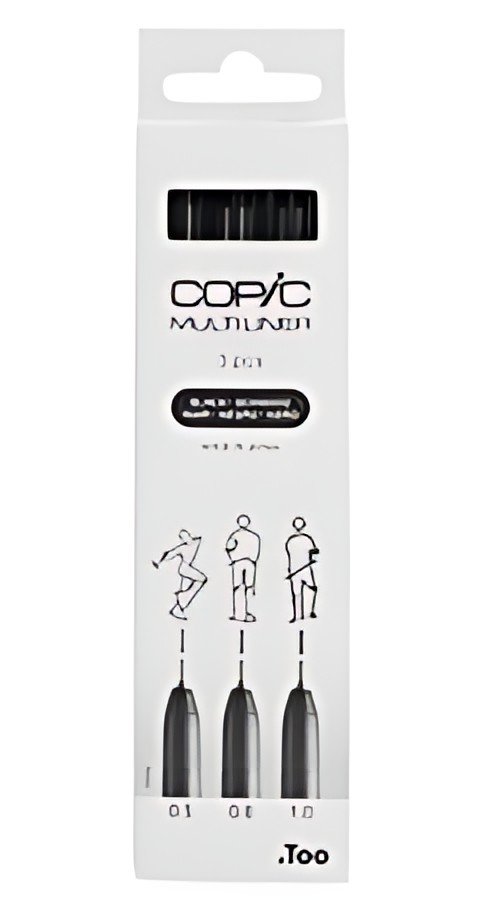 COPIC Feutre fin MULTILINER, set de 3, noir