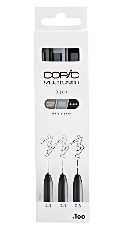COPIC Feutre fin MULTILINER, set de 3, gris/noir