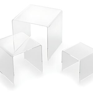 deflecto Podium carré, transparent, set de 3