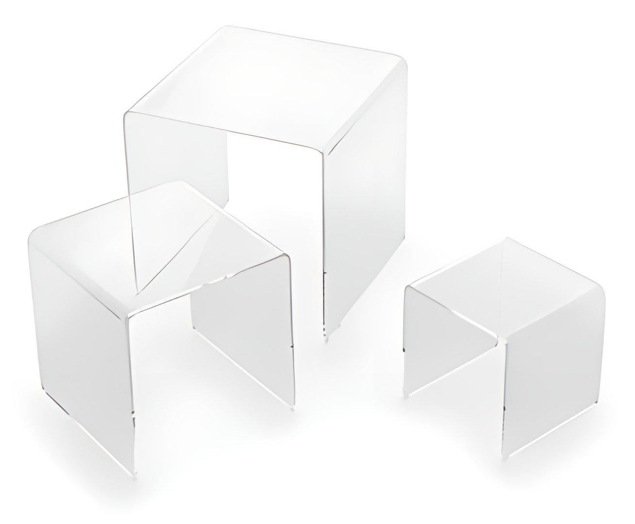 deflecto Podium carré, transparent, set de 3