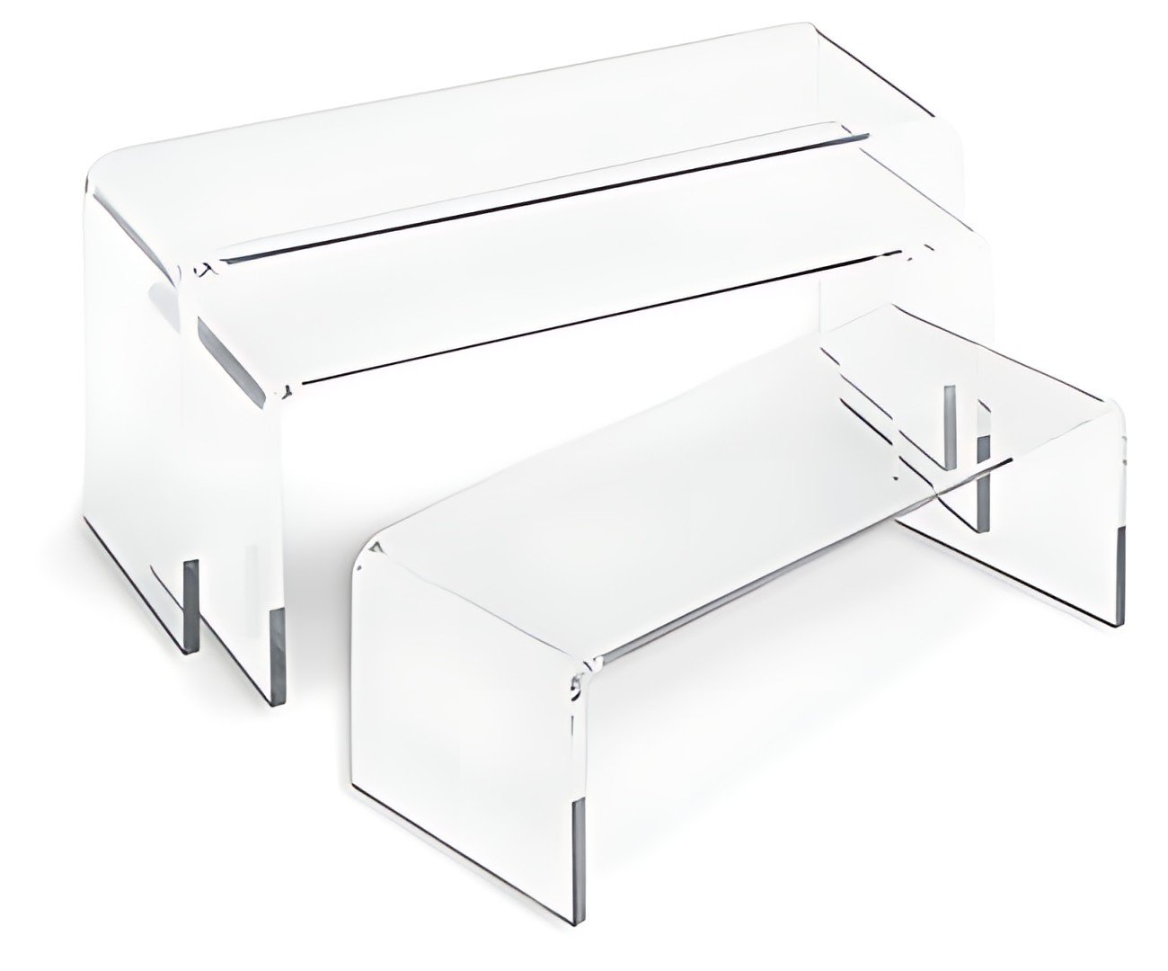 deflecto Podium rectangulaire, transparent, set de 3
