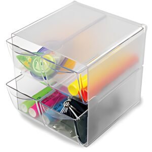 deflecto Boîte de rangement Cube, 4 tiroirs, cristal