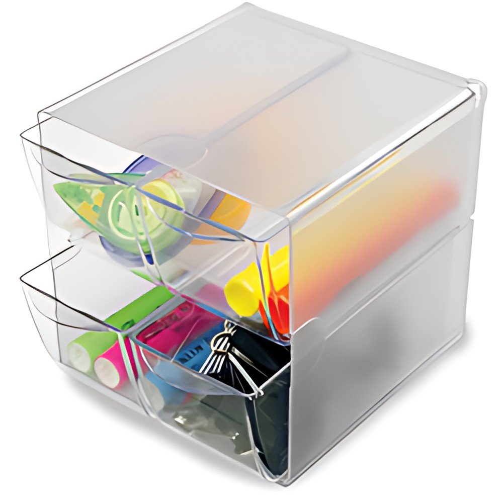 deflecto Boîte de rangement Cube, 4 tiroirs, cristal