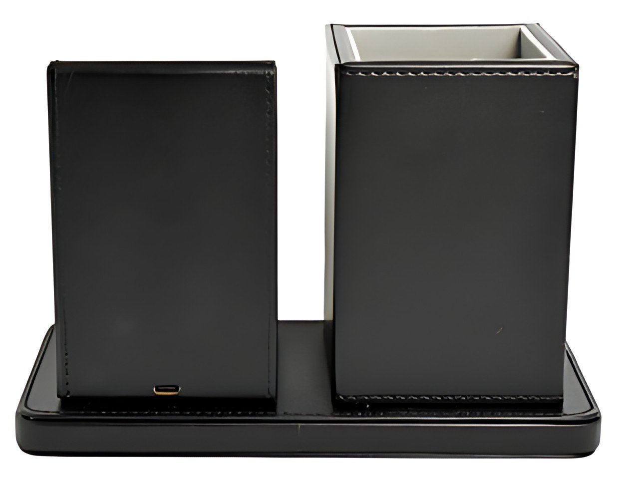 deflecto Organiseur de bureau avec chargeur Qi, noir