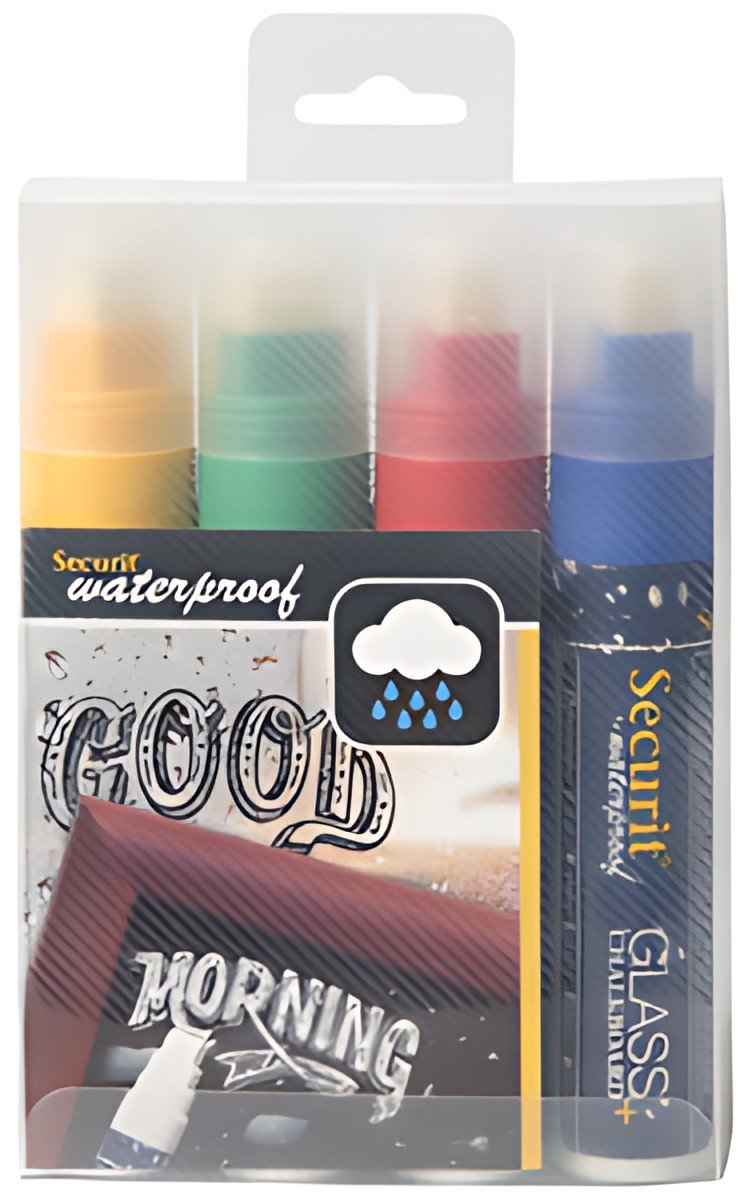 Securit Feutre-craie WATERPROOF LARGE, étui de 4