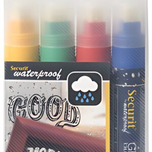 Securit Feutre-craie WATERPROOF LARGE, étui de 4, assorti