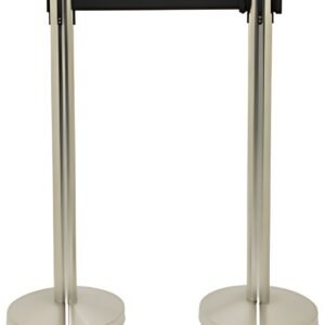 Securit Set de 2 poteaux d'accueil RETRACTABLES, chrome/noir
