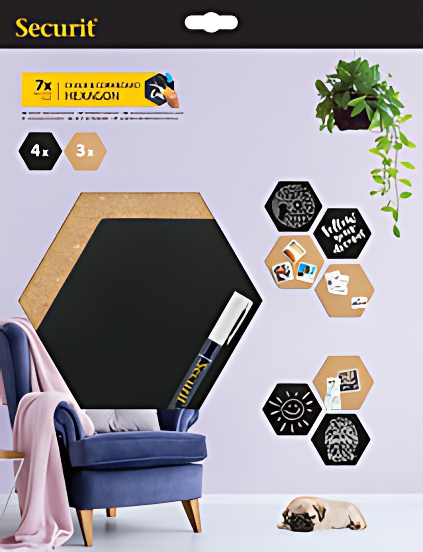 Securit Ardoise & tableau en liège SILHOUETTE "Hexagon"