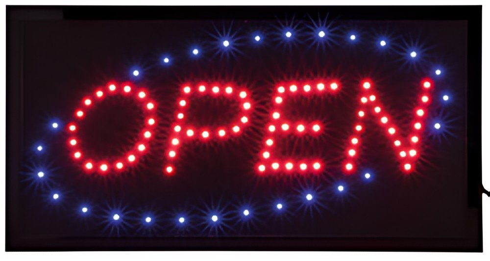 Securit Panneau publicitaire à LED "OPEN", 2 couleurs vives