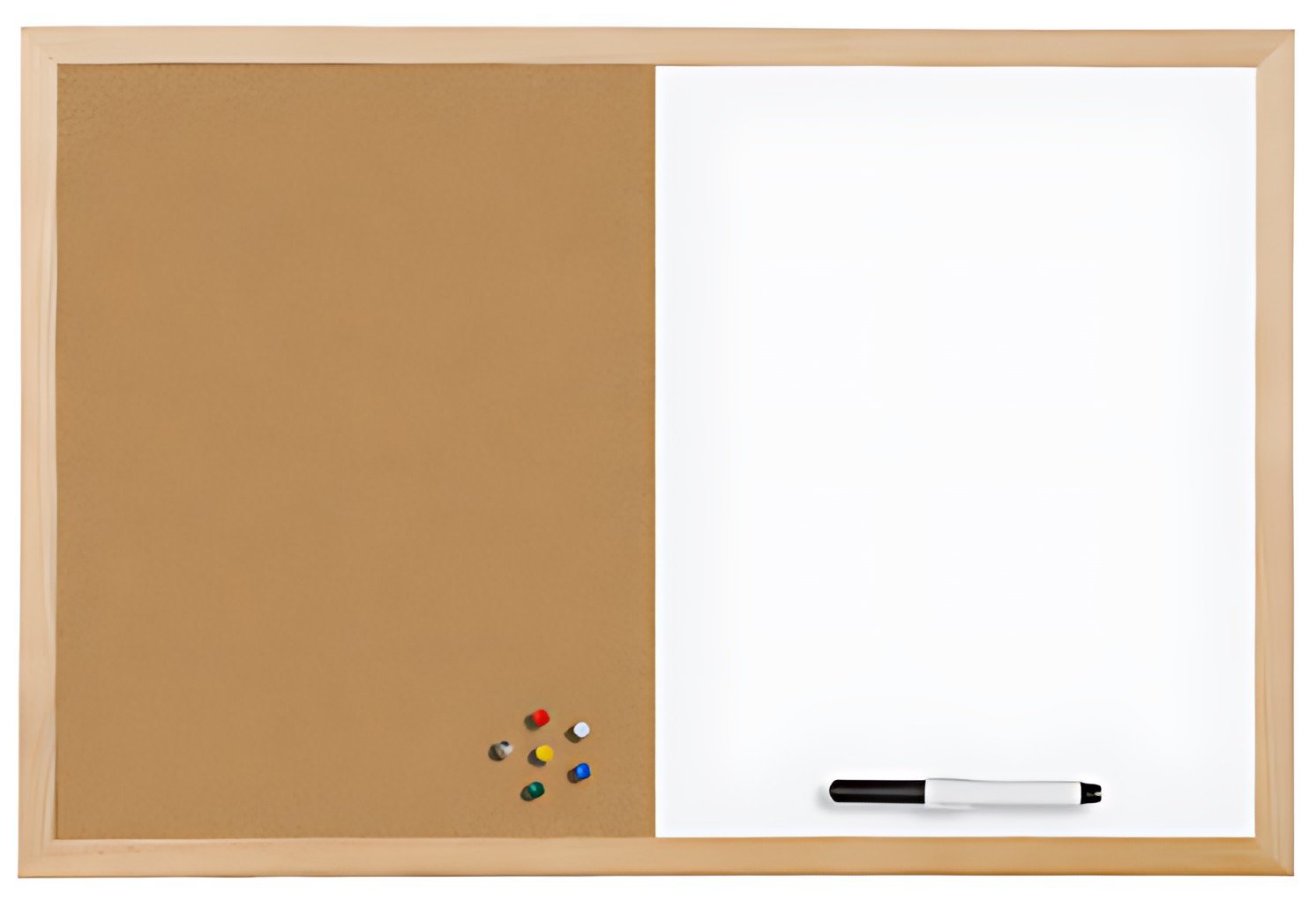Bi-Office Tableau mixte, cadre en bois, (L)400 x (H)300 mm