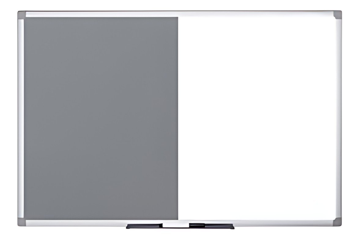 Bi-Office Tableau mixte, tableau blanc / feutre, gris