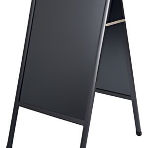 Bi-Office Panneau trottoir, avec tableau noir, noir