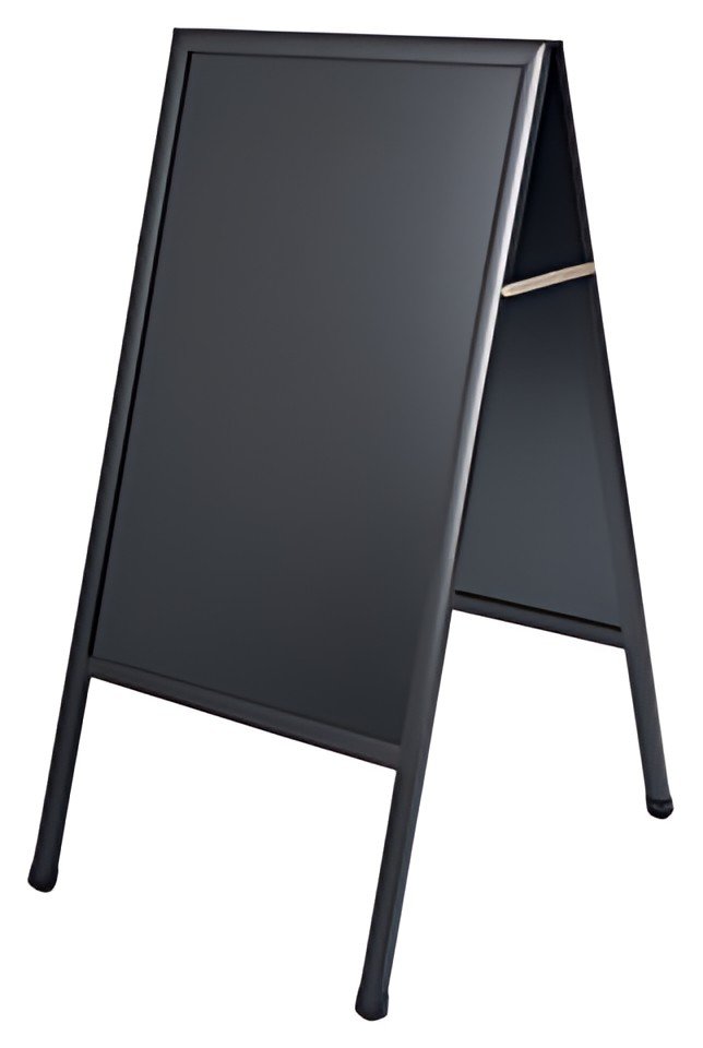 Bi-Office Panneau trottoir, avec tableau noir, noir