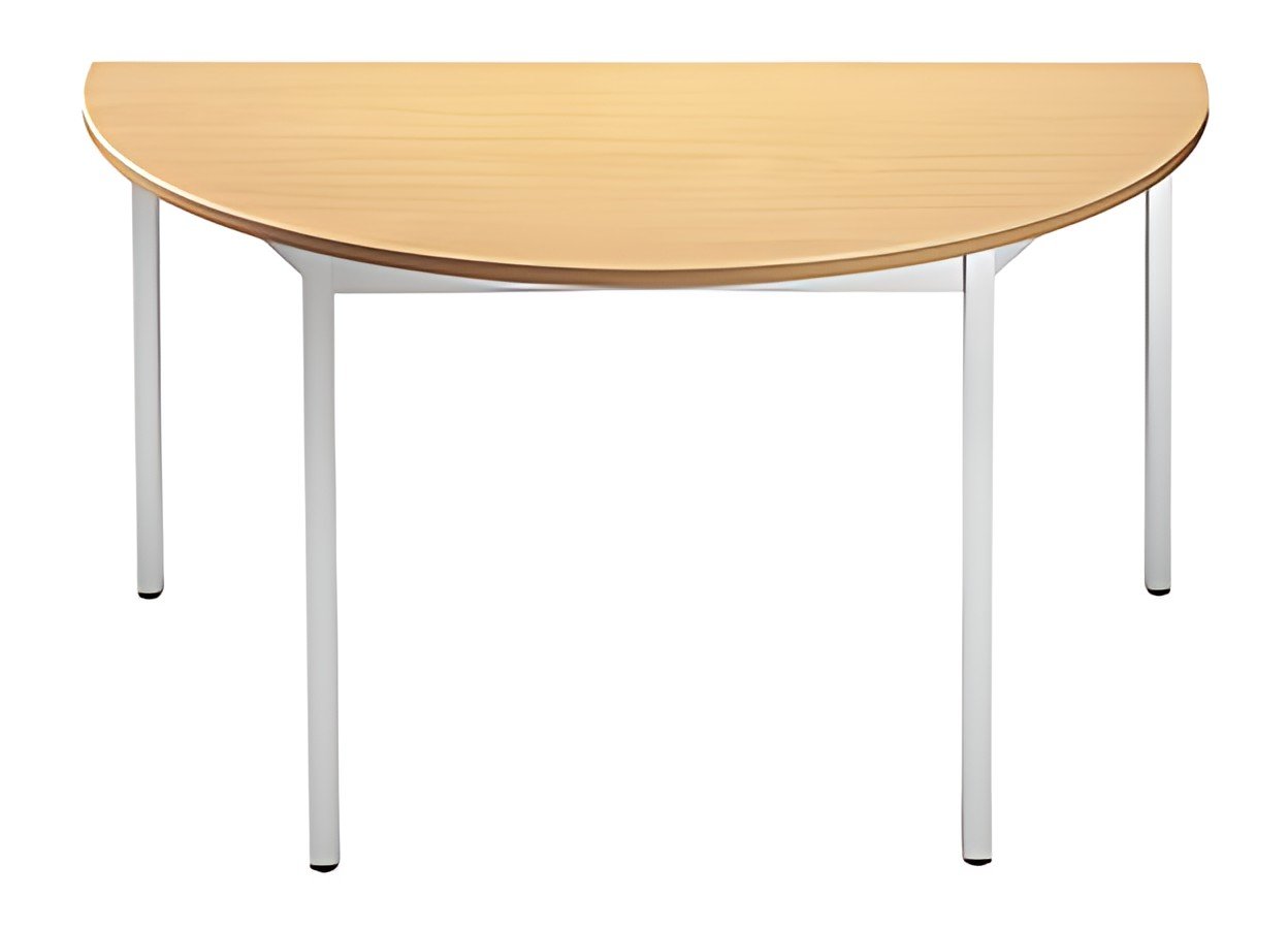 SODEMATUB Table de réunion 120DRHA, demi-rond, hêtre/alu