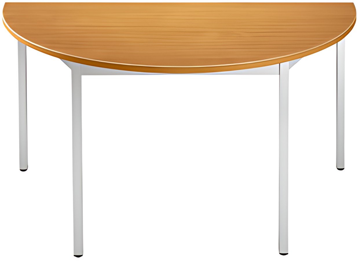 SODEMATUB Table de réunion 120DRMA, demi-rond, merisier/alu