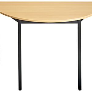 SODEMATUB Table de réunion 147DRHN, demi-rond, hêtre/noir