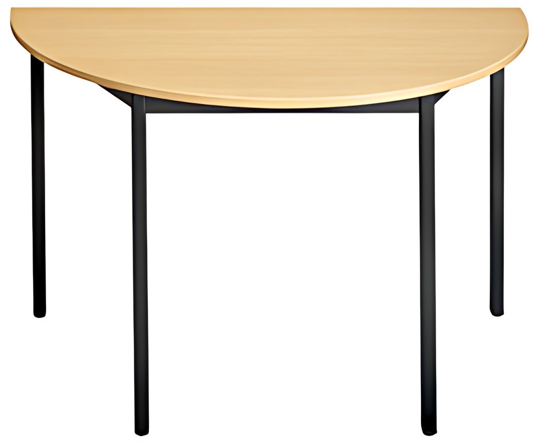 SODEMATUB Table de réunion 147DRHN, demi-rond, hêtre/noir
