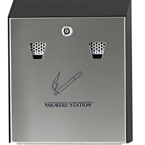 Rubbermaid Cendrier mural Smockers' Station, noir / argent
