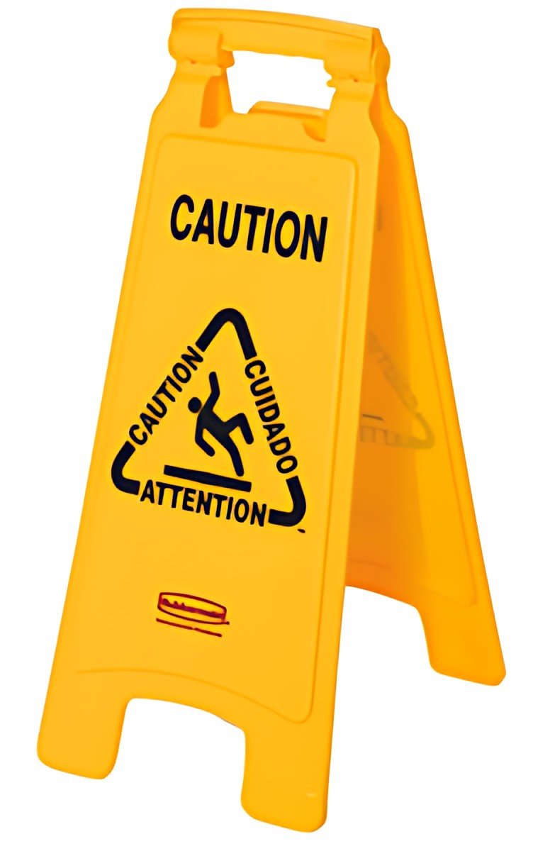 Rubbermaid Panneau d'avertissement "Caution", trilingue
