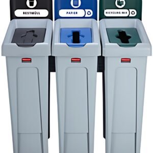 Rubbermaid Station de recyclage Slim Jim, kit de 3 flux