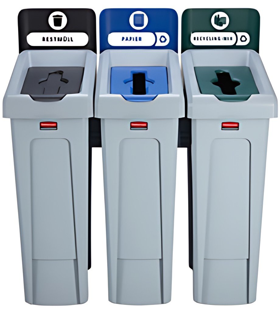 Rubbermaid Station de recyclage Slim Jim, kit de 3 flux