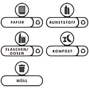 Ensemble d'étiquettes pour station de recyclage Rubbermaid Slim Jim