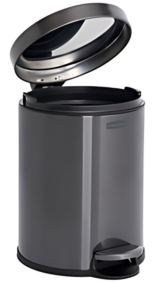 Rubbermaid Poubelle à pédale, ronde, 6 litres, gris foncé