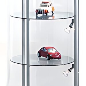 kerkmann Vitrine ronde expoline, 4 étagères en verre, gris