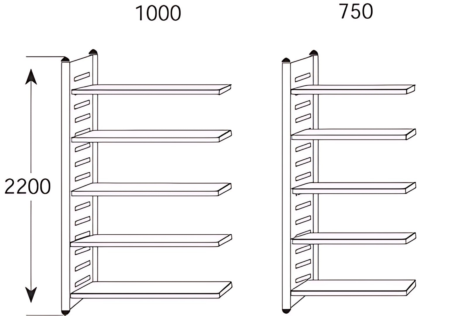kerkmann Rayonnage "M2", 5 tablettes, (L)750 x (H)2.200 mm