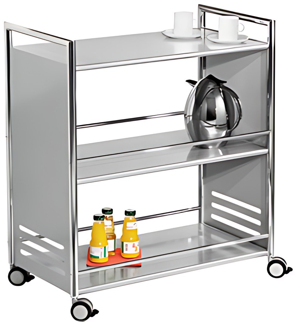 kerkmann Chariot de service, en acier, 3 étages, gris/chrome