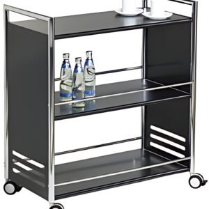 kerkmann Chariot de service, en acier, 3 étages, noir/chrome