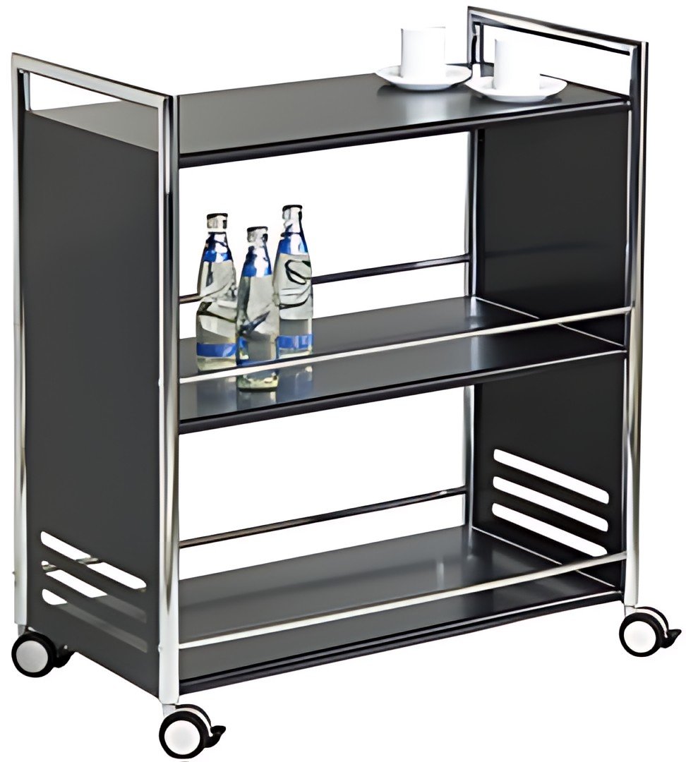 kerkmann Chariot de service, en acier, 3 étages, noir/chrome