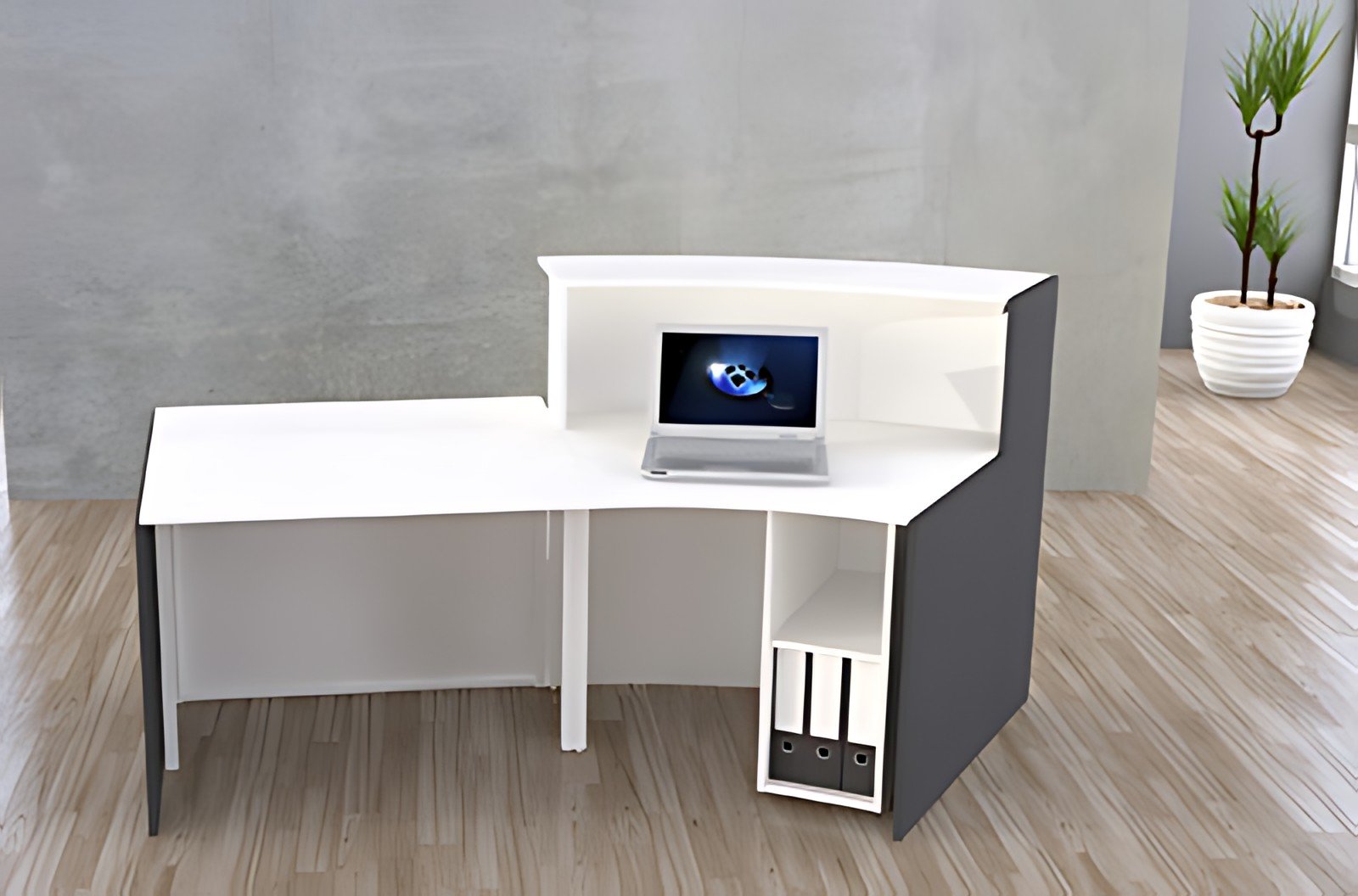 kerkmann Comptoir arrondi BARI, espace conseil, blanc/