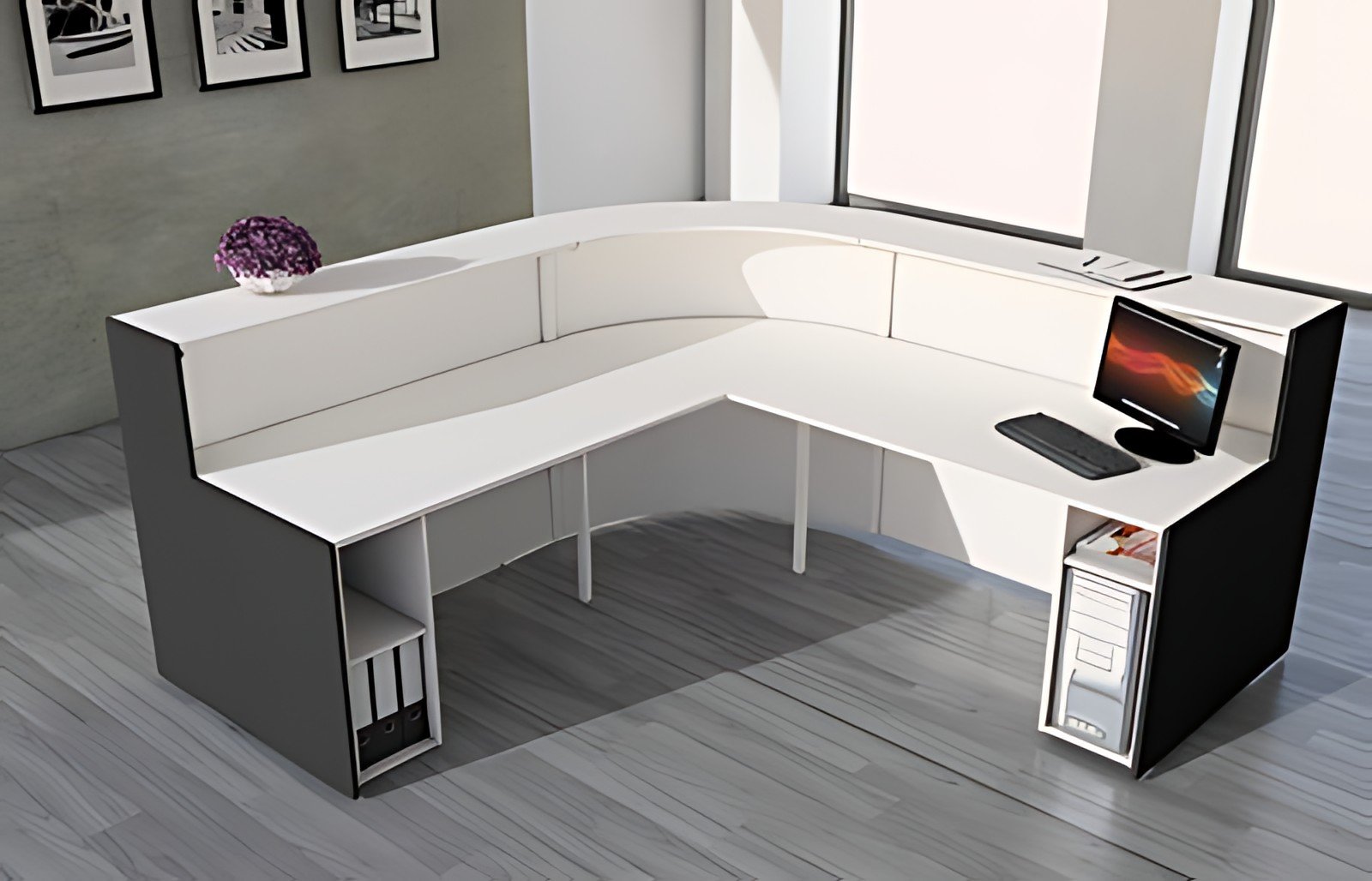 kerkmann Comptoir d'angle BARI, blanc/anthracite