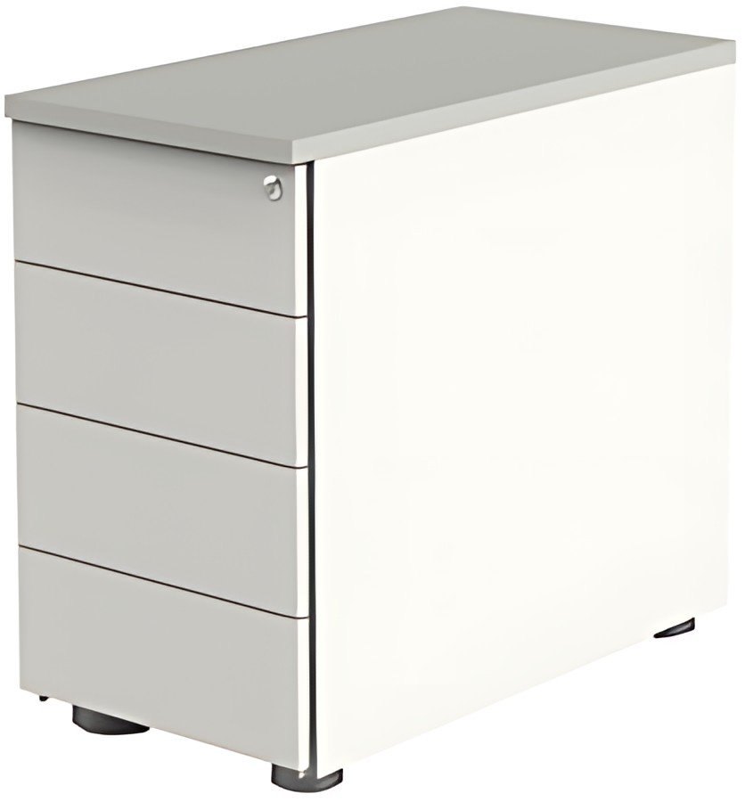 kerkmann Caisson annexe, 4 tiroirs, blanc/gris clair