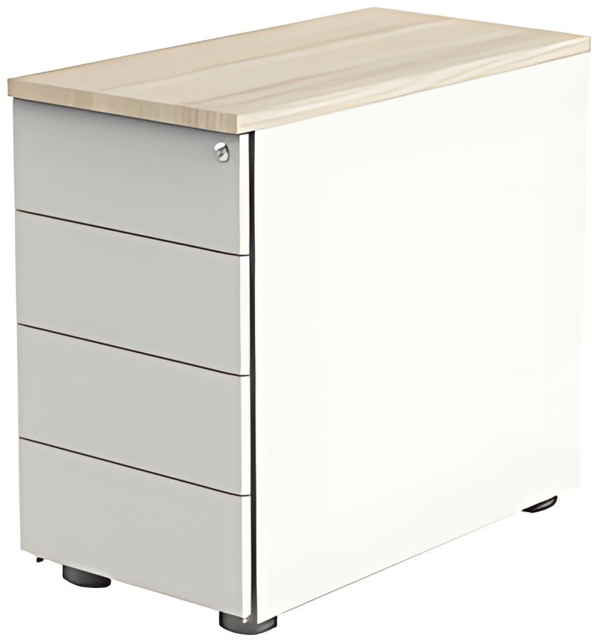 kerkmann Caisson annexe, 4 tiroirs, blanc/érable