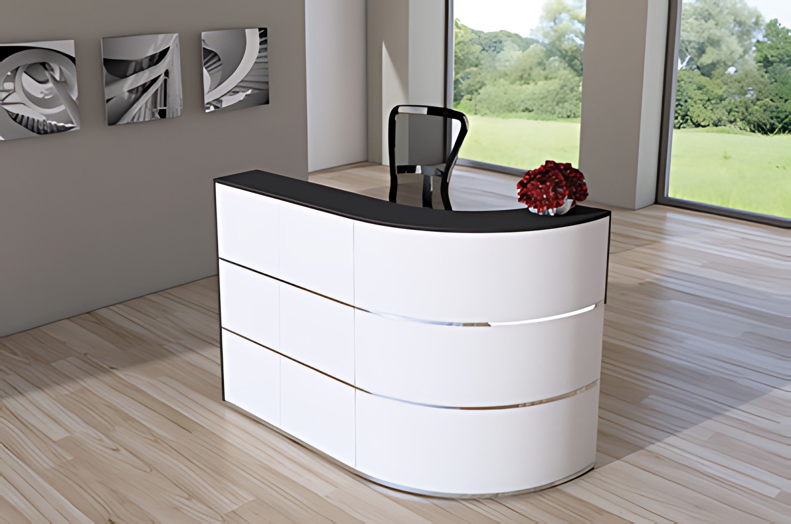 kerkmann Comptoir d'accueil arrondi Cento 1,blanc/anthracite