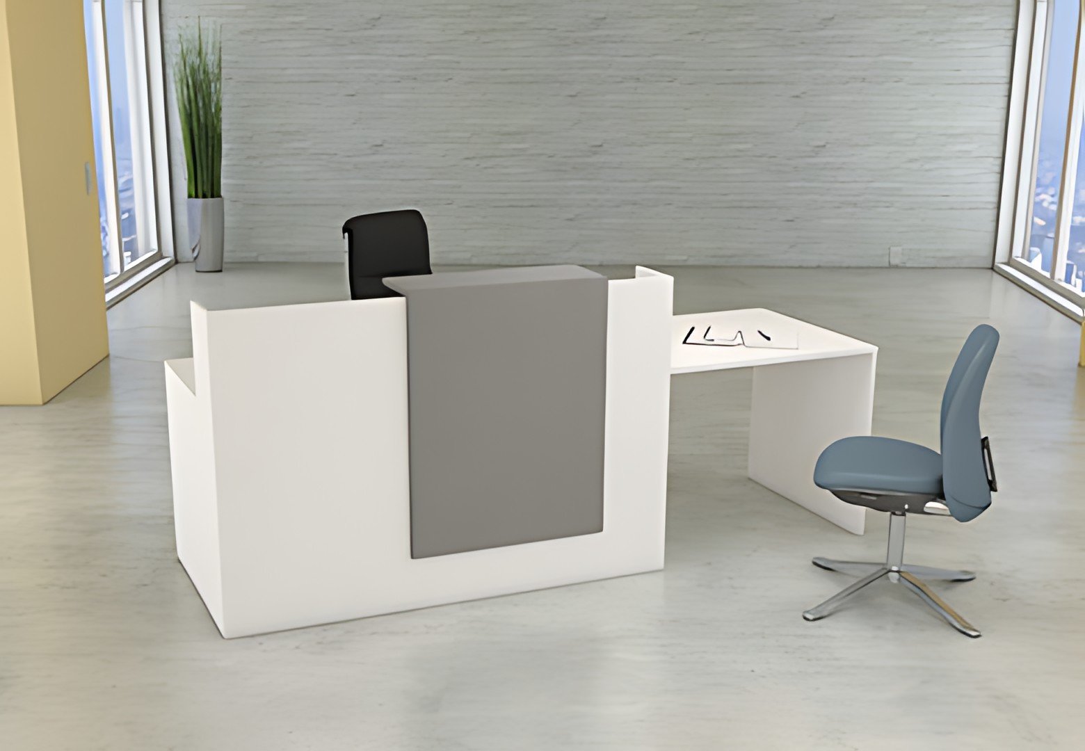 kerkmann Comptoir Sydney avec espace conseil, blanc/graphite