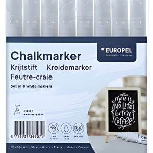 EUROPEL Marqueur craie 15 mm, étui de 8, blanc