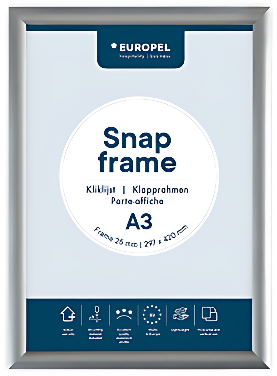EUROPEL Cadre porte-affiche premium, A1, 25 mm, argent