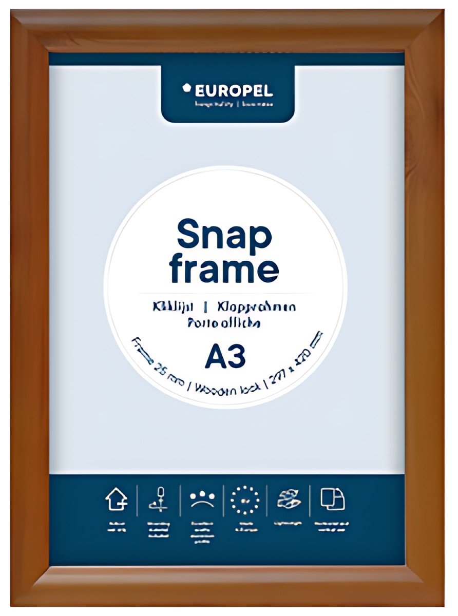EUROPEL Cadre porte-affiche premium, A3, 25 mm, aspect bois