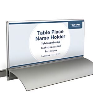 EUROPEL Porte-nom de table, 61 x 210 mm, socle aluminium